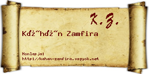 Káhán Zamfira névjegykártya